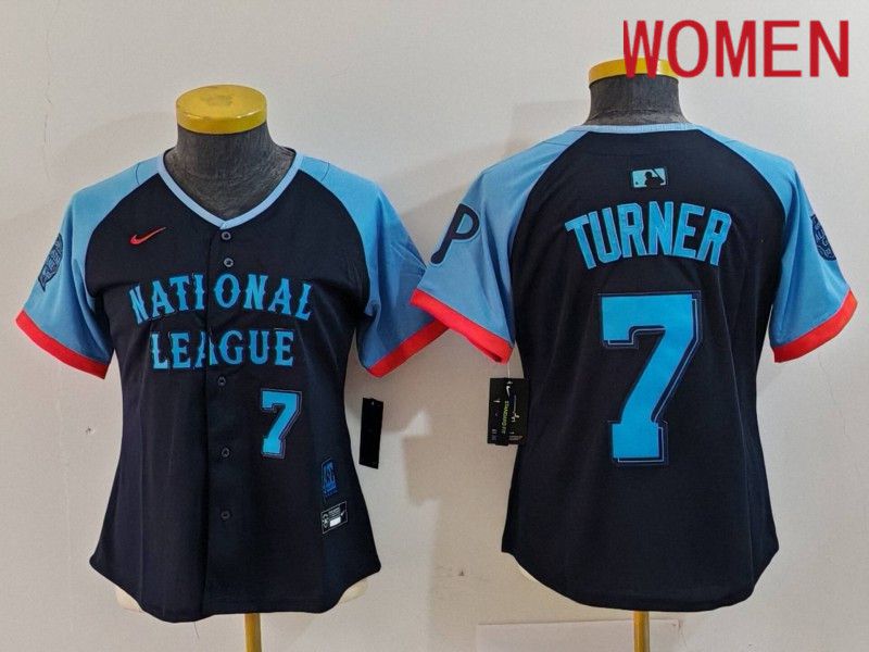Women Philadelphia Phillies #7 Turner Blue All star 2024 Nike MLB Jersey style 5->women mlb jersey->Women Jersey